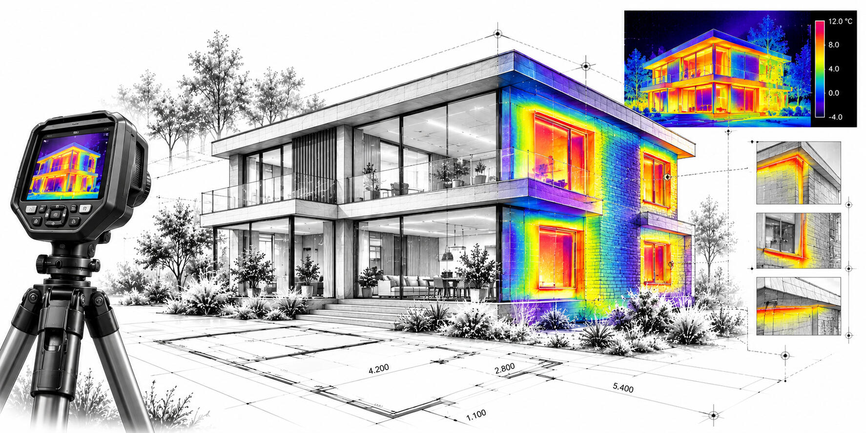 Thermal Imaging – Peter Angel Thermal imaging survey showing heat patterns, insulation issues and building defects