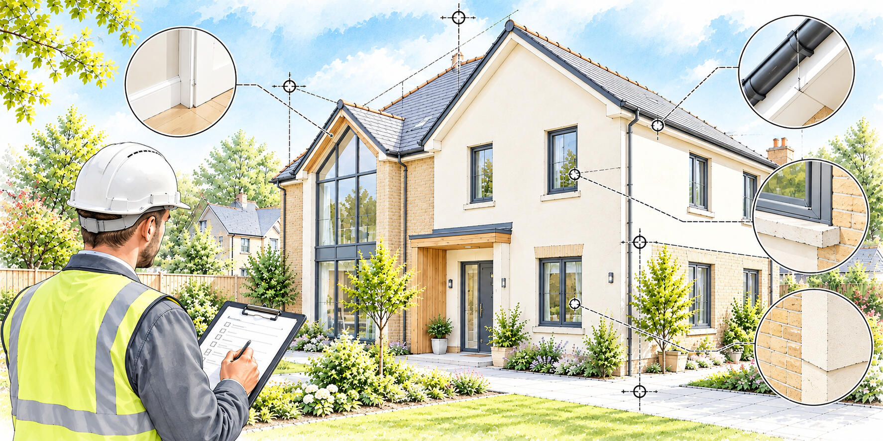 Snagging Surveys – Peter Angel New-build snagging inspection showing construction defects, unfinished works and inspection points