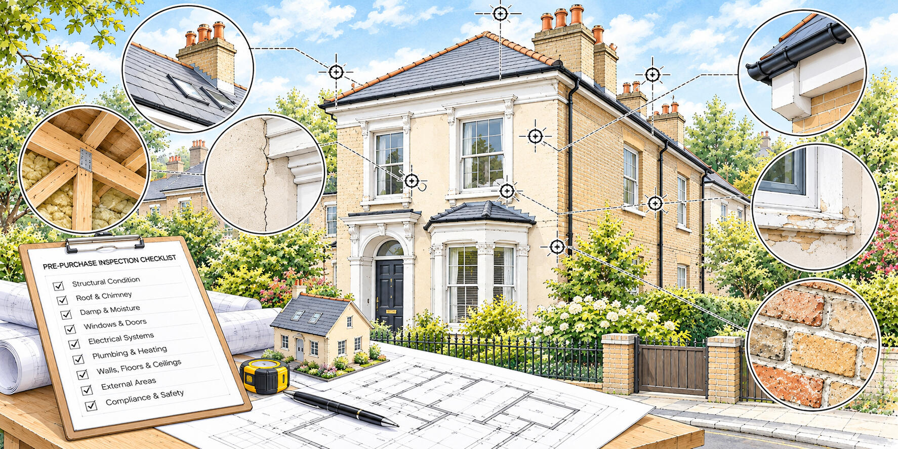 Pre-purchase property inspection identifying visible defects, condition issues and potential maintenance requirements